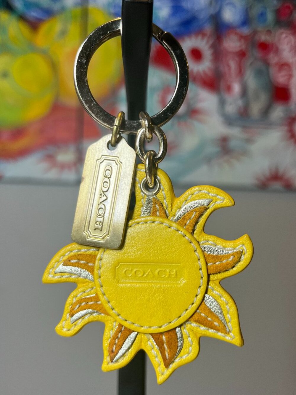 Coach RARE Sunflower Leather Bag Charm
